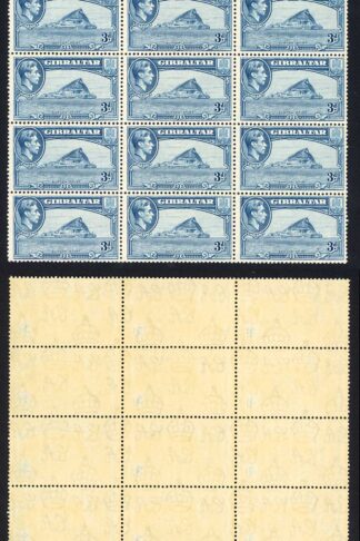 Gibraltar SG125 3d Light Blue Perf 13.5 Fine U/M Block of 12 Cat 420 pounds
