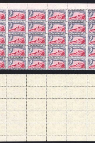 Gibraltar SG126b 6d Carmine and Grey Violet Perf 13 U/M Cat 285 pounds