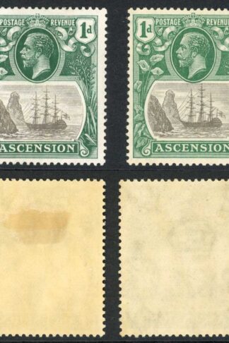 Ascension SG11/d 1d Grey-black and Deep Blue-green and Bright blue green M/M