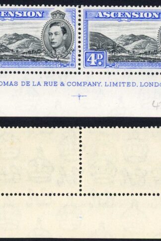 Ascension SG42d 4d Black and Ultramarine Perf 13 U/M Imprint Pair