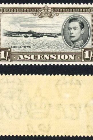 Ascension SG44 1/- Black and Sepia Perf 13.5 U/M Cat 22 pounds
