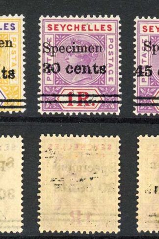 Seychelles SG41s/5s Overprint set of 5 opt SPECIEMEN Fine M/M Cat 130 pounds