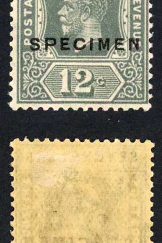 Seychelles 1927 Wmk Script the re-issued 12c opt SPECIMEN Cat 100 pounds