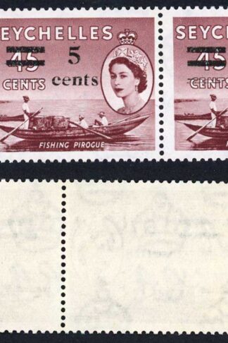 Seychelles SG191a 5c on 45c e in Italics in a U/M Pair Cat 18.50 pounds