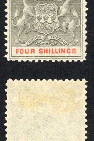 Rhodesia SG26 4/- Grey-black and Vermilion Cat 80 pounds