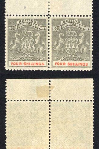 Rhodesia SG26 4/- Grey-black and Vermilion Dot between R and S M/M Cat 160++