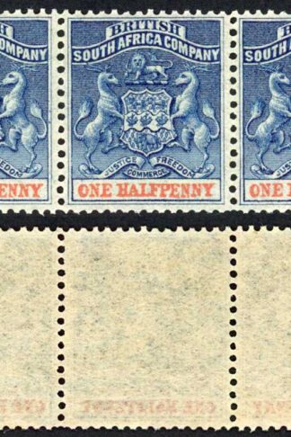 Rhodesia SG19 1/2d Deep Blue and Vermilion U/M Cat 16.50+ pounds