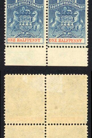 Rhodesia SG19 1/2d Deep Blue and Vermilion 2 x U/M Cat 22+ pounds