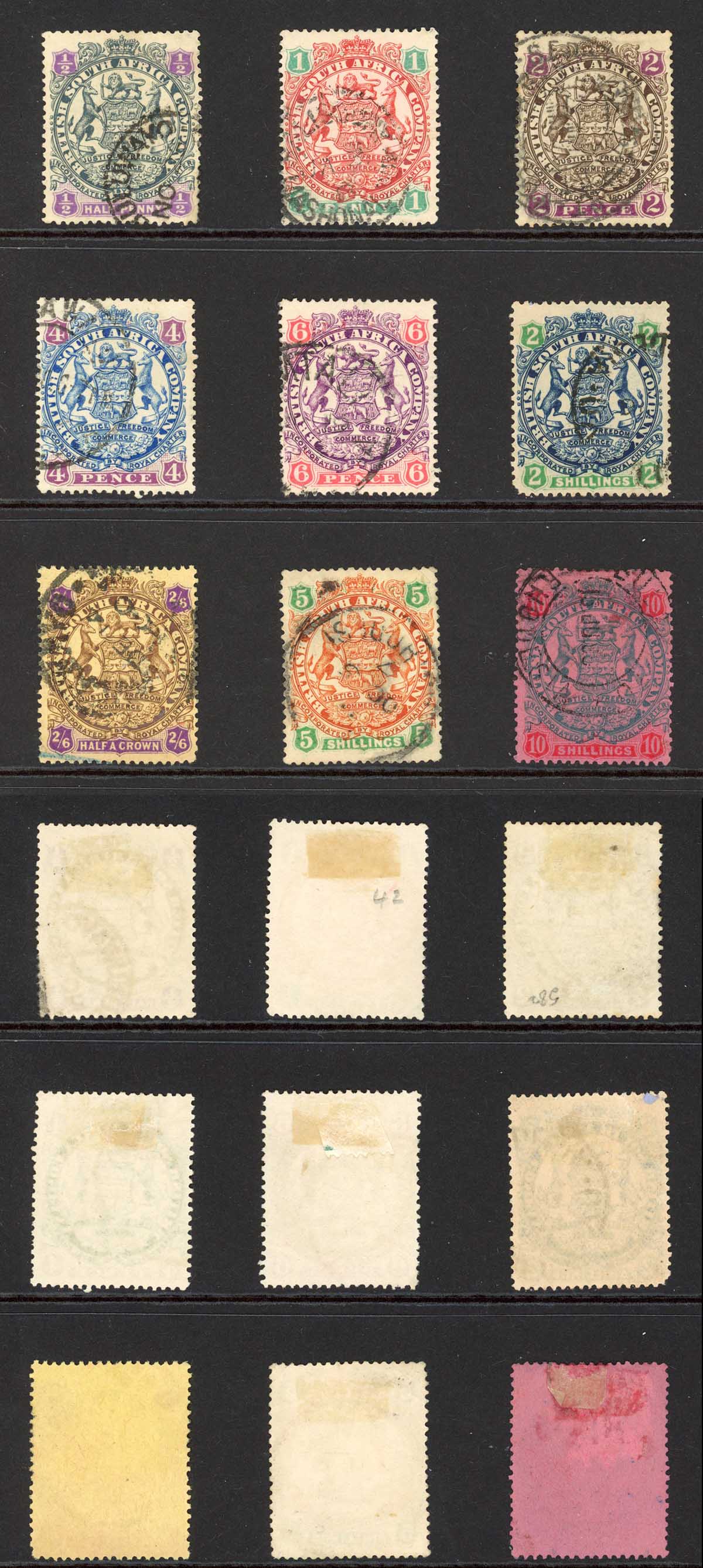 Rhodesia SG44/51 Die II set of 9 Fine used Cat 180 pounds