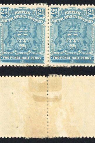 Rhodesia SG80 2 1/2d Blue Mint (Part gum) Pair Cat 56 pounds
