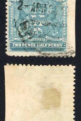 Rhodesia SG80 2 1/2d Imperf at right Fine used