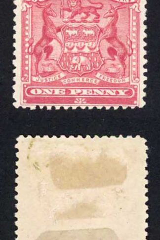 Rhodesia SG77 1d Rose Gutter Pair Imperf at top M/M