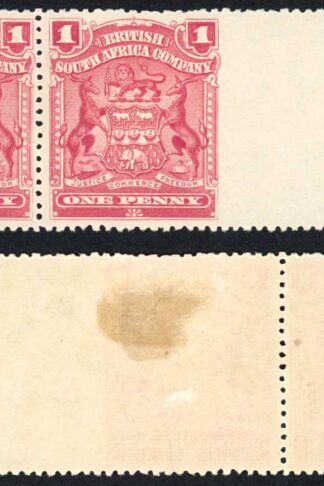 Rhodesia SG77 1d Rose Pair Imperf at right M/M