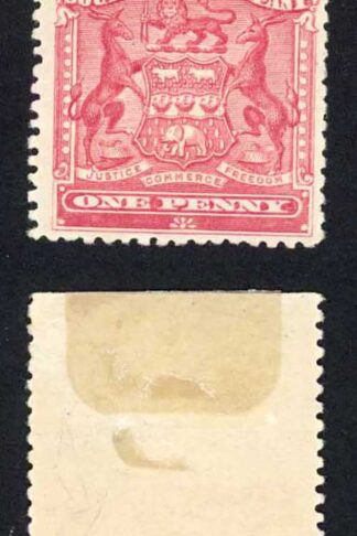Rhodesia SG77 1d Rose Imperf at top M/M (crease)