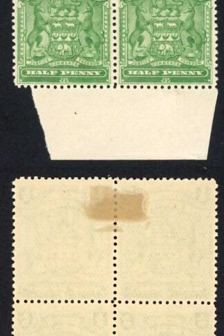 Rhodesia SG75a 1/2d Yellow-green Block (2 x U/M) Cat 28 pounds