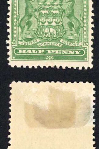 Rhodesia SG75a 1/2d Yellow-green Hairlines parallel lines by Frame M/M
