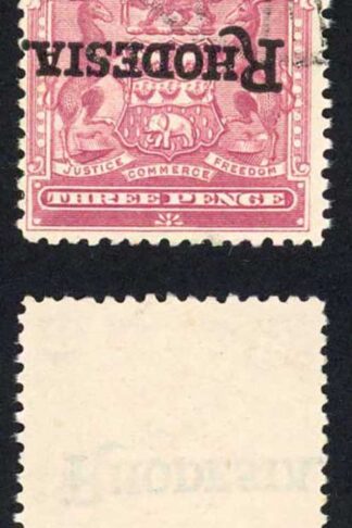 Rhodesia SG104b 3d Claret Overprint INVERTED CTO Cat 20 pounds