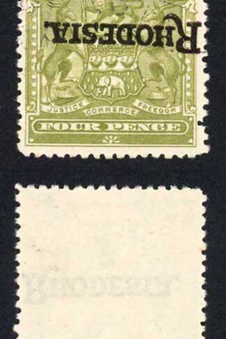 Rhodesia SG105b 4d olive Overprint INVERTED CTO Cat 18 pounds