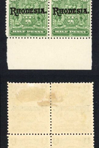 Rhodesia SG100 1/2d Green Top Pair M/M Bottom U/M Cat 28 pounds