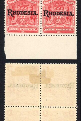 Rhodesia SG101c 1d Deep Carmine-rose 2 x U/M Cat 56 pounds
