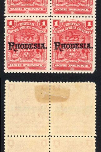 Rhodesia SG101c 1d Deep Carmine-rose 2 x U/M Cat 56 pounds