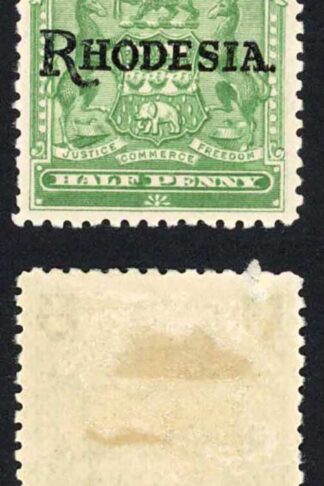 Rhodesia SG100 1/2d Green No Right Hand serif on A M/M