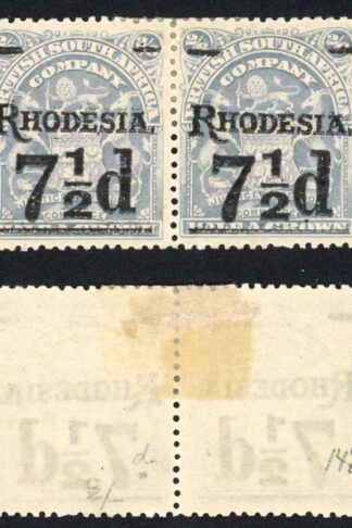Rhodesia SG116 7 1/2d Dot under D in a M/M Pair