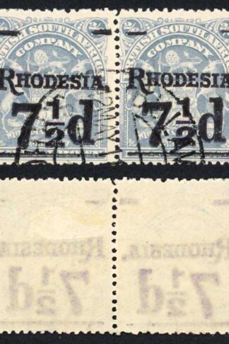 Rhodesia SG116 7/6 on 2/5 with Violet Surcharge used PAIR Cat 20 pounds