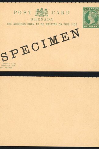 Grenada HG8 QV 1/2d Reply card opt Specimen