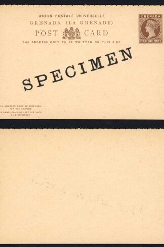 Grenada HG10 1 1/2d reply card opt Specimen