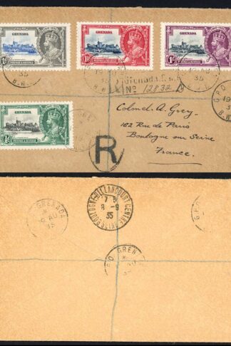 Grenada SG145/8 Silver Jubilee Set on cover (NOT FDC) Cat 45++