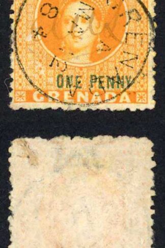 Grenada 1d Orange revenue stamp CDS used Cat 65 pounds