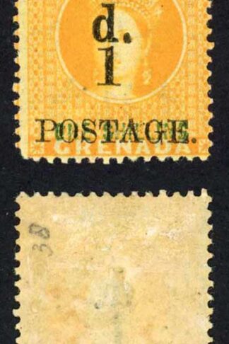 Grenada SG38 1d on 1/- Fiscal Stamp M/M Cat 50 pounds