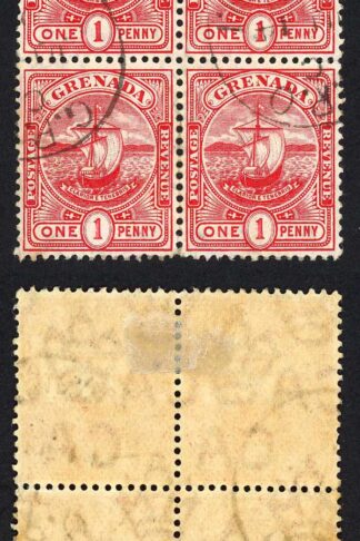 Grenada SG78 1d Carmine CDS Block of Four