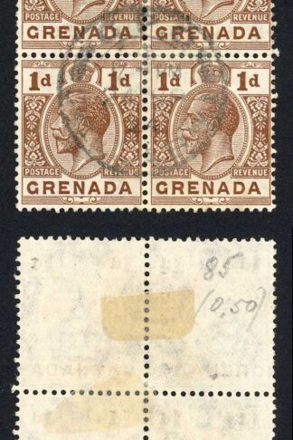 Grenada SG114 1d Brown Wmk Script CDS Block