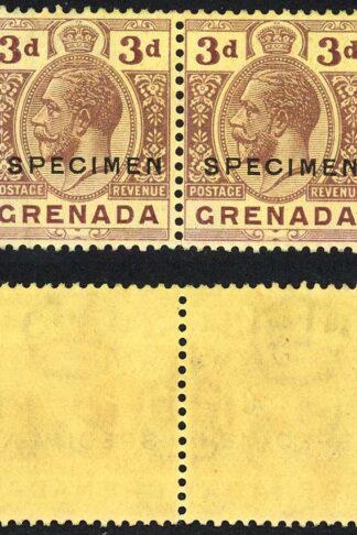 Grenada SG122 3d purple/yellow Pair opt SPECIMEN No gum