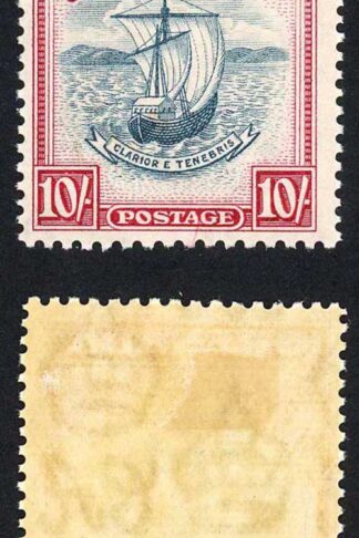 Grenada SG163 10/- Steel Blue and Carmine Perf 12x13 M/M Cat 65 pounds