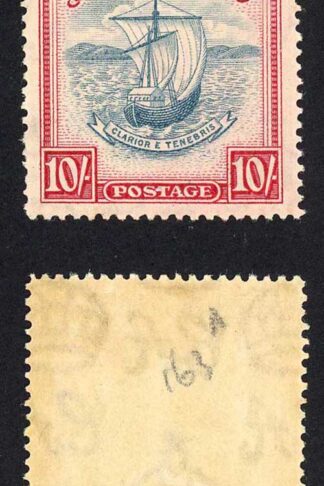 Grenada SG163a 10/- Steel Blue and Bright Carmine Cat 60 pounds