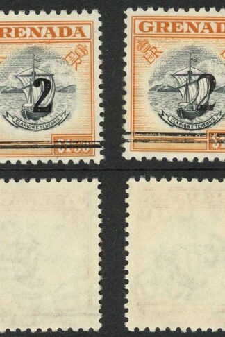 Grenada 2d on 1.50 dollar Both types of surcharge U/M Cat 20 pounds