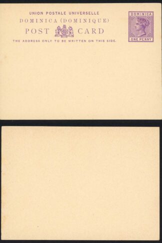 Dominica HG2 1d Violet on Buff Post card