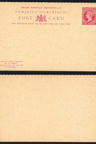 Dominica HG5 1d + 1d Carmine reply Card