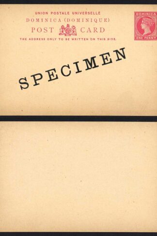 Dominica HG3 1d Carmine Post Card opt SPECIMEN