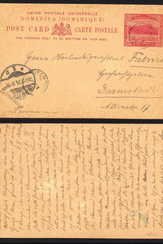 Dominica HG8 1d Postcard used to Germany