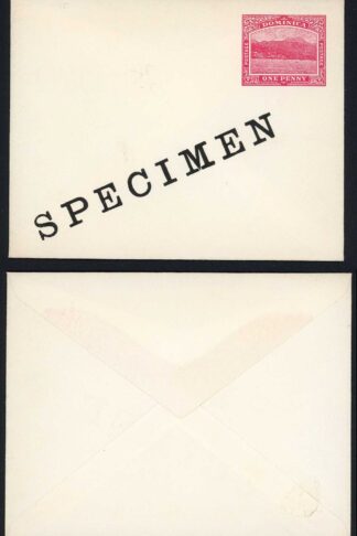 Dominica HG1 Penny Carmine White stock Postcard opt SPECIMEN
