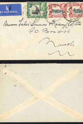 KUT SG111 and SG113 5c and 15c Pair on Airmail cover