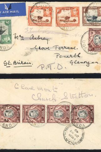 KUT KGV mixed values on airmail cover to England