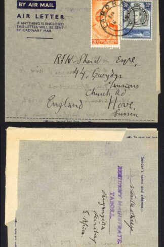 KUT KGVI Lettersheet to England