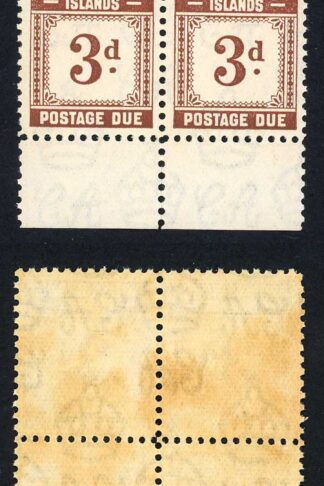 Solomon Is SGD3 3d Brown Post Due 2 x U/M (toned) Cat 28 pounds