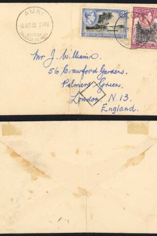Solomon Is 1955 Cover with AUKI Postmark to England