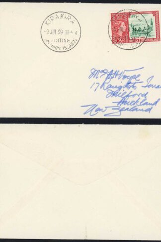 Solomon Is 1959 QEII 3d on cover with Kirakira CDS